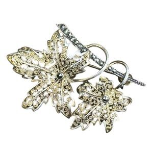 Vintage Alice Caviness Autumn Fall Leaf Leaves Brooch Pin Signed Gold Tone 1950s